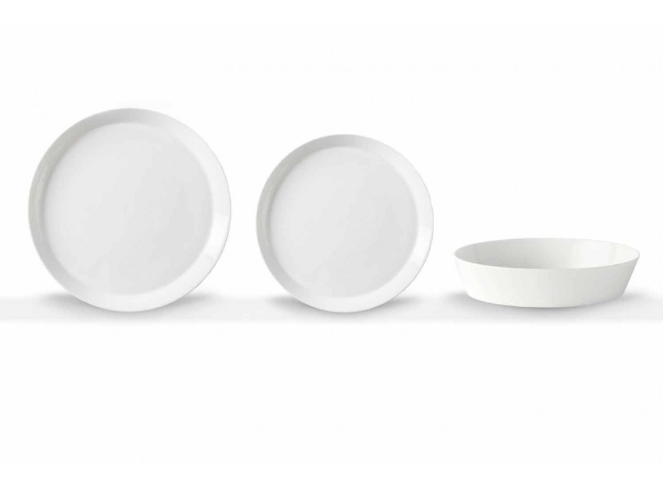 Elegantní designový bílý porcelánový 18dílný jídelní talíř - Egle Viadurini