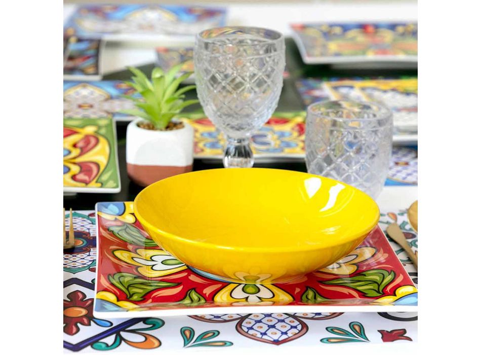 Porcelán a kamenina Barevná servírovací talířová služba 18 kusů - Aztecas Viadurini