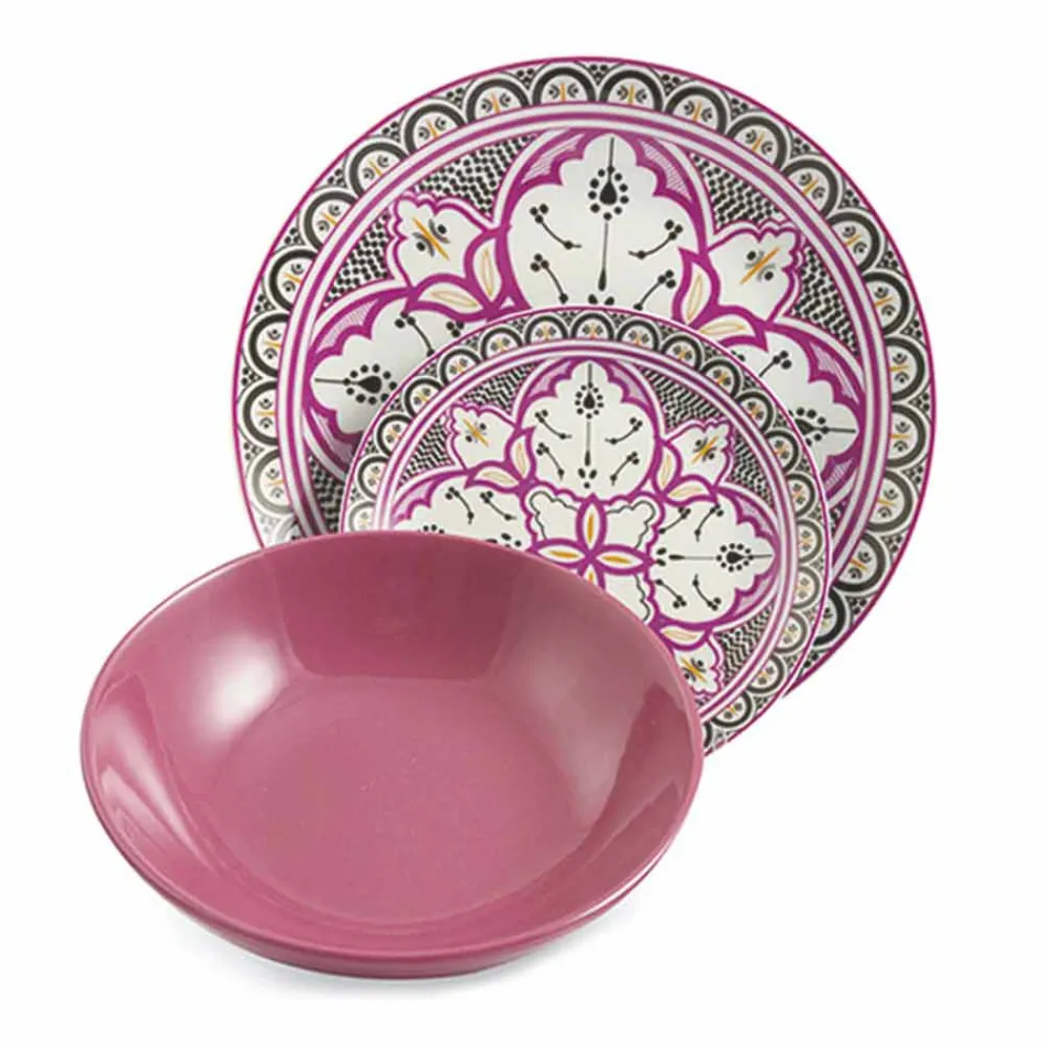 Etnické nádobí servis v porcelánu a barevné a moderní kamenina 18 kusů - Fez Viadurini