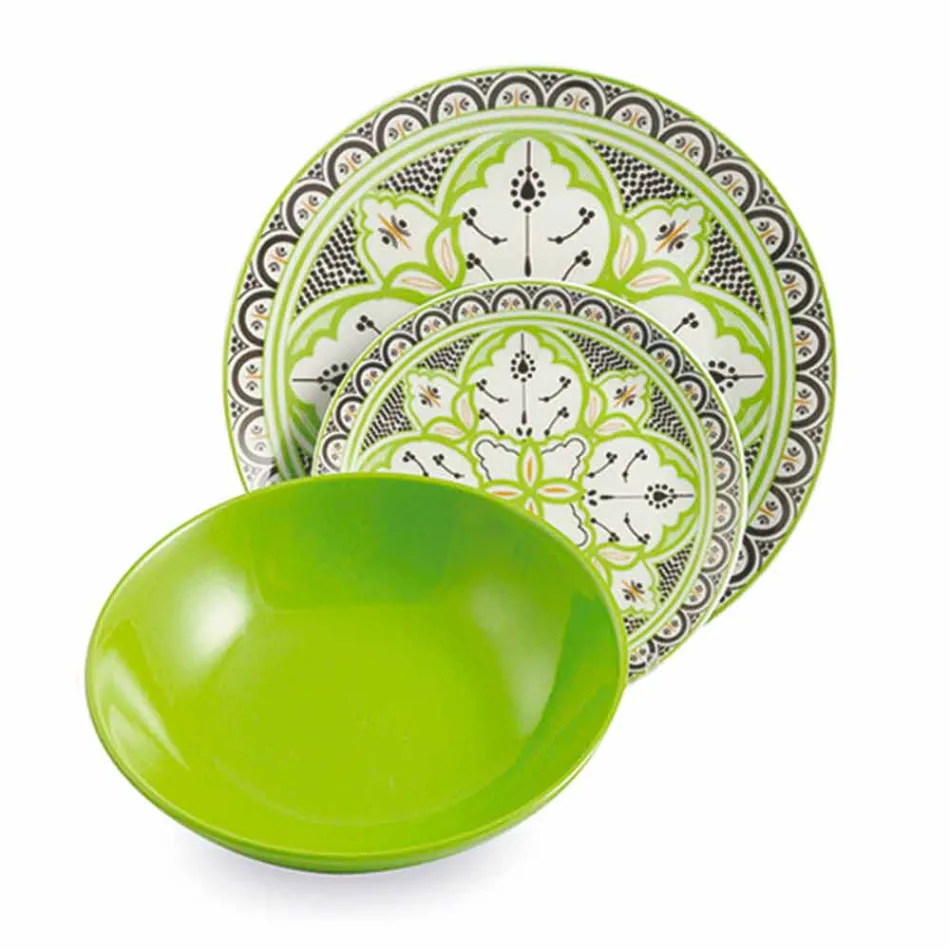 Etnické nádobí servis v porcelánu a barevné a moderní kamenina 18 kusů - Fez Viadurini