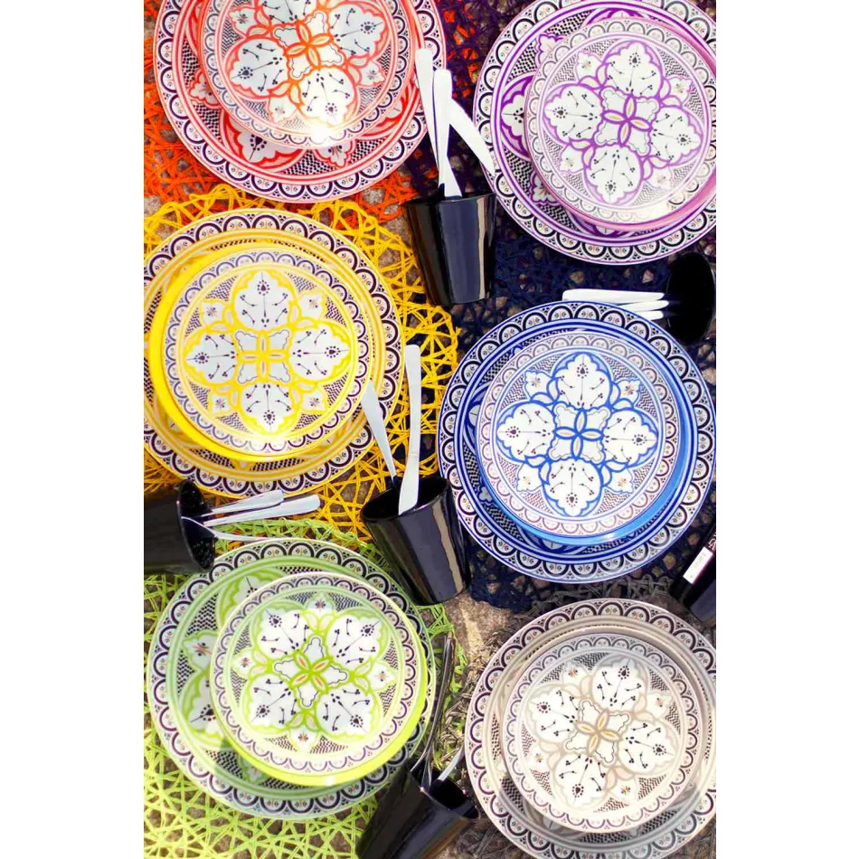 Etnické nádobí servis v porcelánu a barevné a moderní kamenina 18 kusů - Fez Viadurini