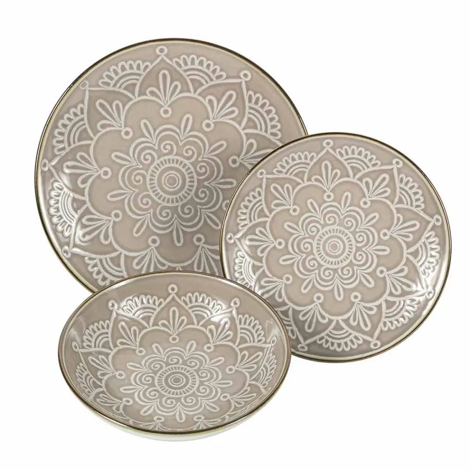 Servírování jídla v tvrdé dolomitové šedé, světle modré nebo modré 18 kusů - arabské Viadurini