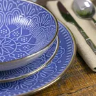 Servírování jídla v tvrdé dolomitové šedé, světle modré nebo modré 18 kusů - arabské Viadurini