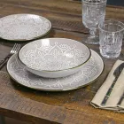 Servírování jídla v tvrdé dolomitové šedé, světle modré nebo modré 18 kusů - arabské Viadurini