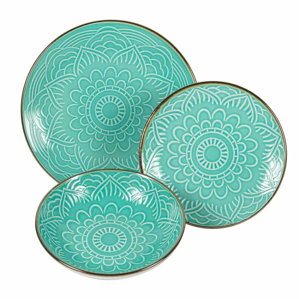 Servírování jídla v tvrdé dolomitové šedé, světle modré nebo modré 18 kusů - arabské Viadurini