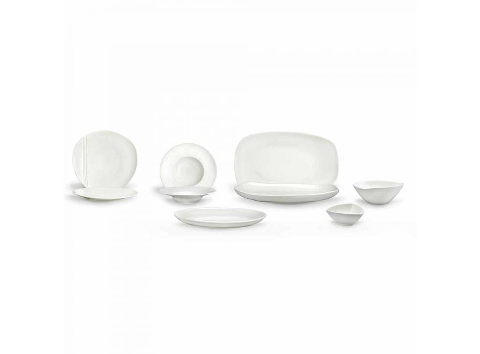 Bílé porcelánové stolní nádobí sada 23 kusů moderního a elegantního designu - Nalah