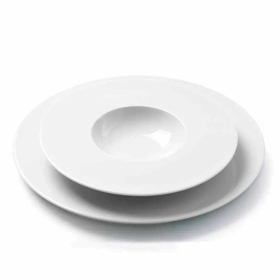 Moderní a elegantní večeře v porcelánu, 24 kusů - dalekohled Viadurini