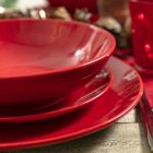 Červené vánoční talíře zasazené do kameniny 18 dílná tradice a elegance - Rossano Viadurini