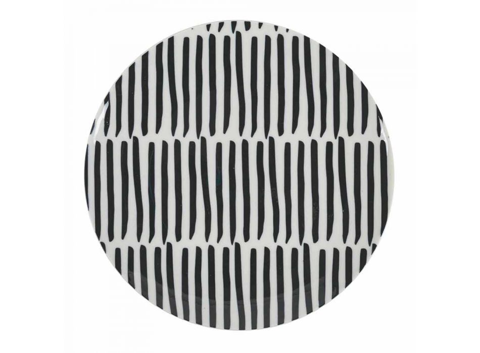 Elegantní černá a bílá porcelánová stolní souprava 18 kusů - Tanzanie Viadurini