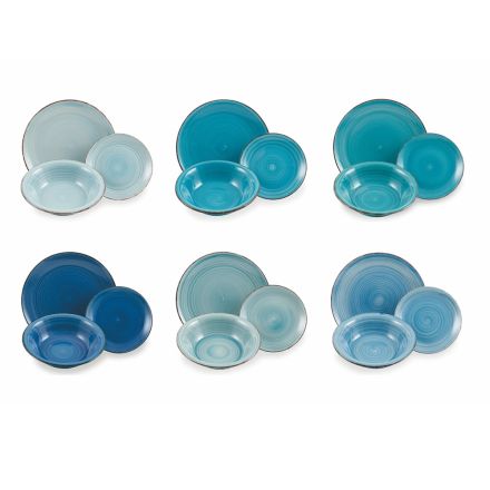 Sada nádobí Blue Shades Kompletní nádobí z kameniny 18 kusů - Abruzzo4 Viadurini