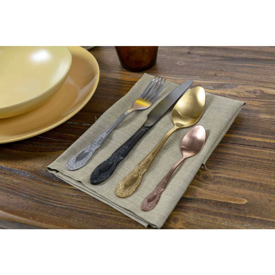 Příbory sada barevné saténové oceli kompletní 24 kusů design - Fantasy Viadurini