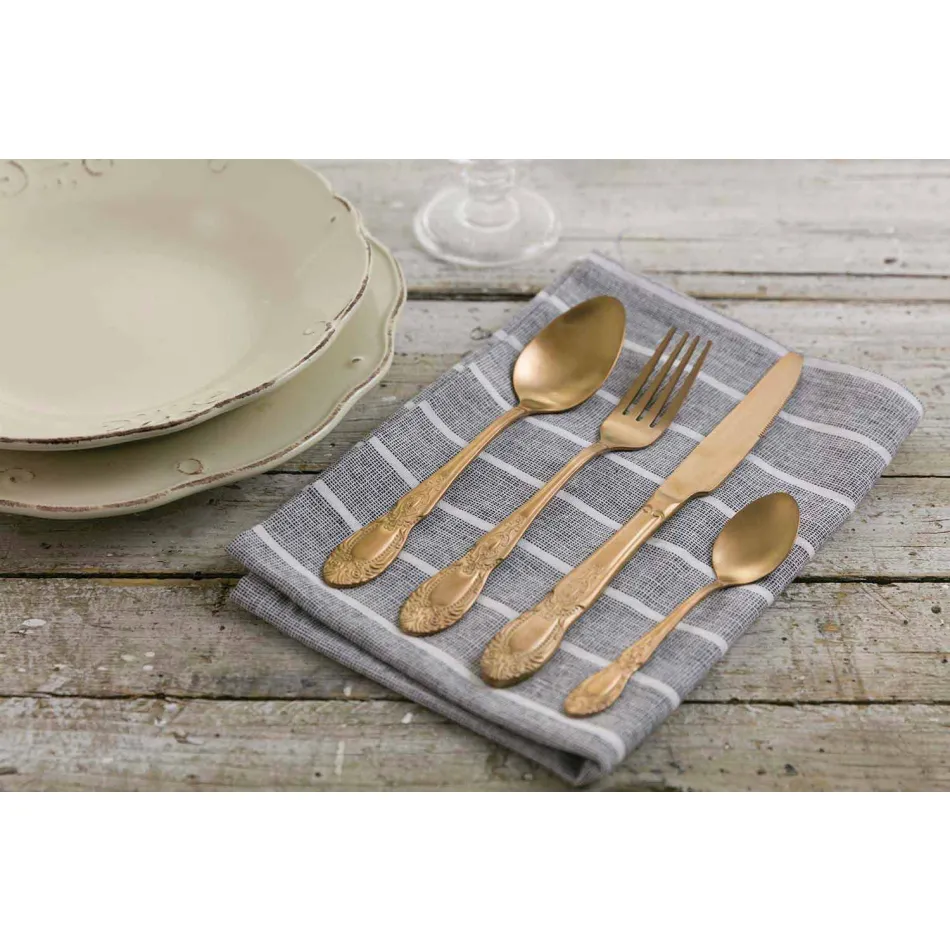 Příbory sada barevné saténové oceli kompletní 24 kusů design - Fantasy Viadurini