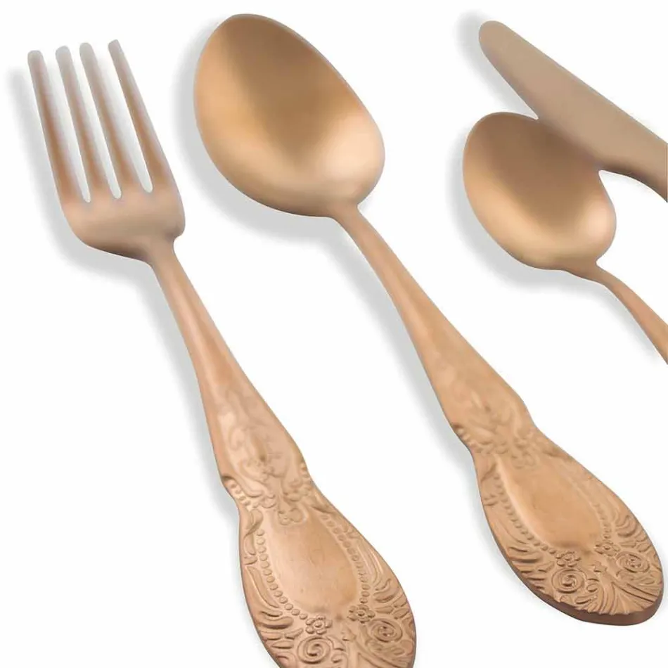 Sada příborů Barevná saténová ocel Kompletní design 24 kusů - Fantasiapos Viadurini