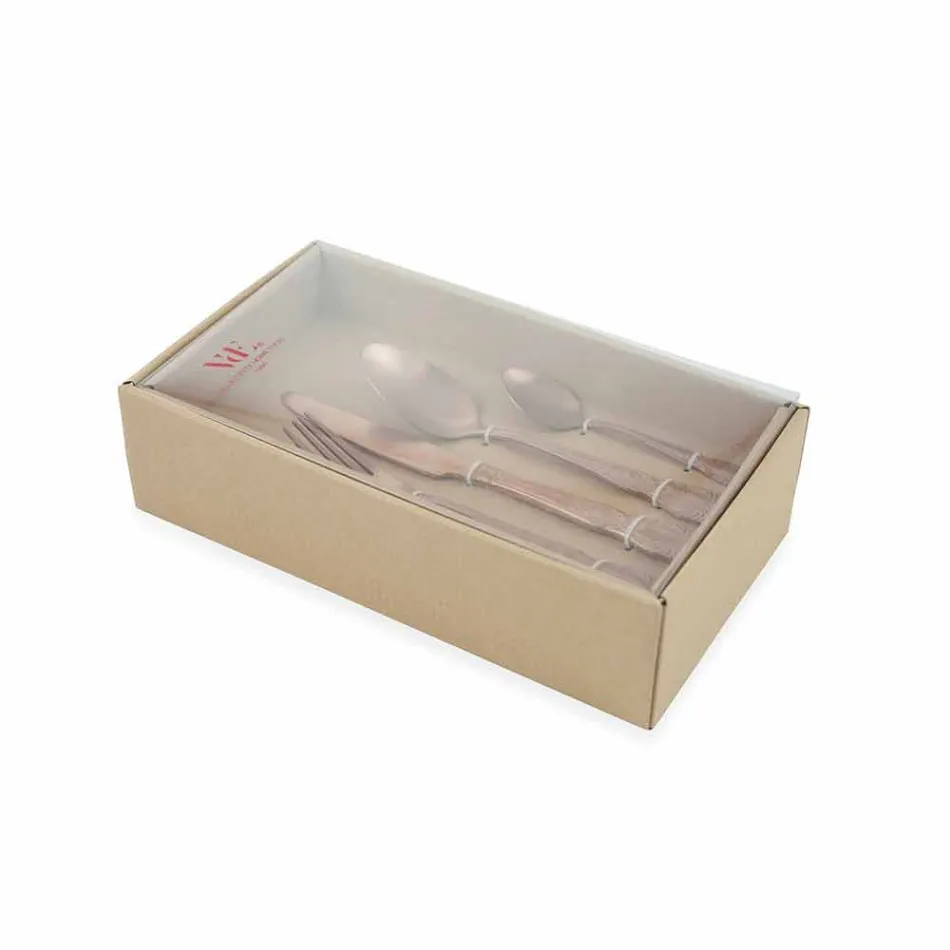 Sada příborů Barevná saténová ocel Kompletní design 24 kusů - Fantasiapos Viadurini