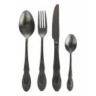 Kompletní sada příborů z černé nebo zlaté saténové oceli, 24 kusů - Fantasy Viadurini