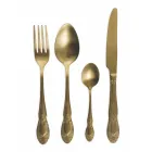 Kompletní sada příborů z černé nebo zlaté saténové oceli, 24 kusů - Fantasy Viadurini