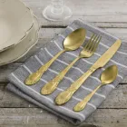 Kompletní sada příborů z černé nebo zlaté saténové oceli, 24 kusů - Fantasy Viadurini