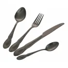 Kompletní sada příborů z černé nebo zlaté saténové oceli, 24 kusů - Fantasy Viadurini