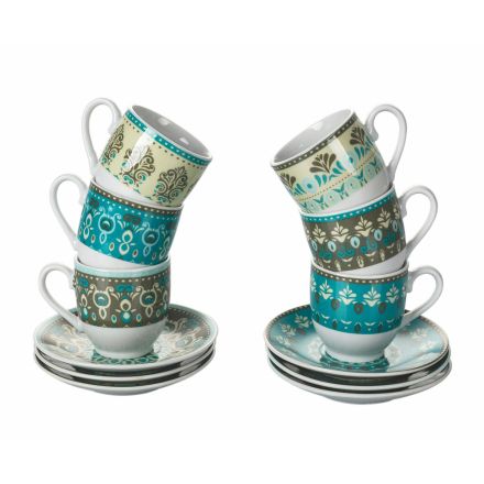 Sada šálků a podšálků Barevný porcelán zdobený 12 ks - Persie Viadurini