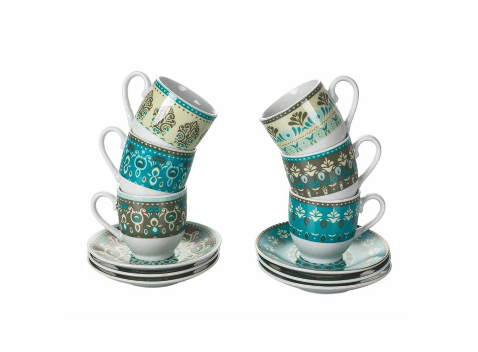 Sada šálků a podšálků Barevný porcelán zdobený 12 ks - Persie Viadurini