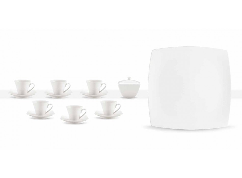 Bílé porcelánové kávové šálky Service Modern Design 8 Pieces - Duomo
