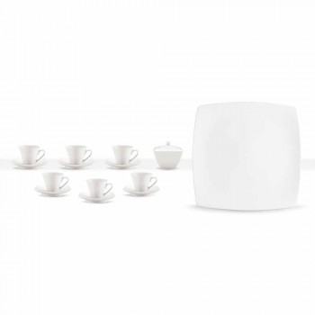 Bílé porcelánové kávové šálky Service Modern Design 8 Pieces - Duomo