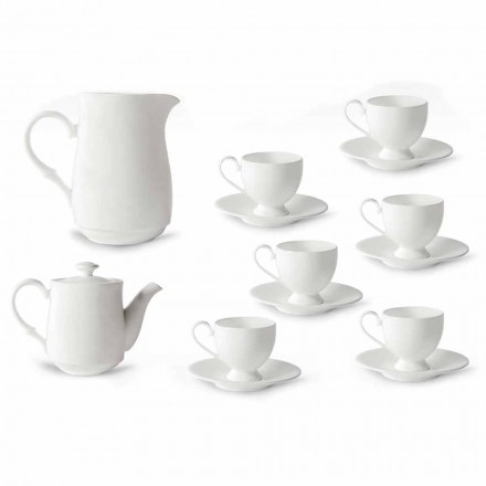 Cappuccino poháry servis s nohou 14 kusů v bílém porcelánu - Armanda Viadurini