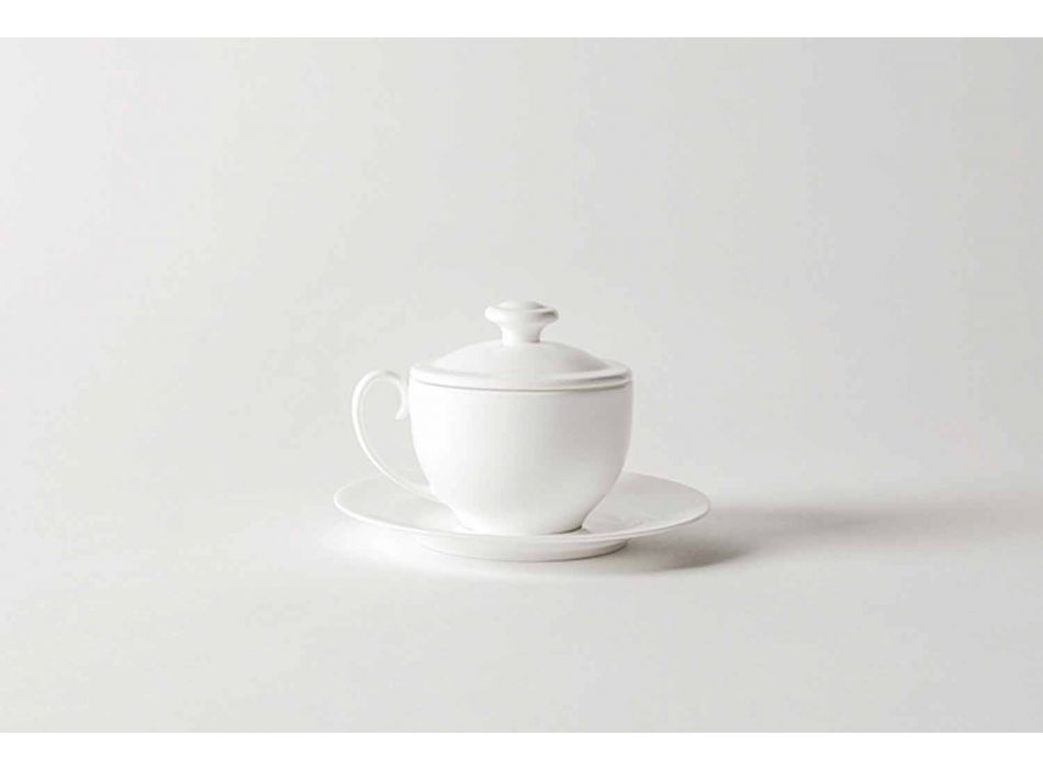Bílý porcelánový čajový šálek sada 21 kusů s víkem - Samantha Viadurini