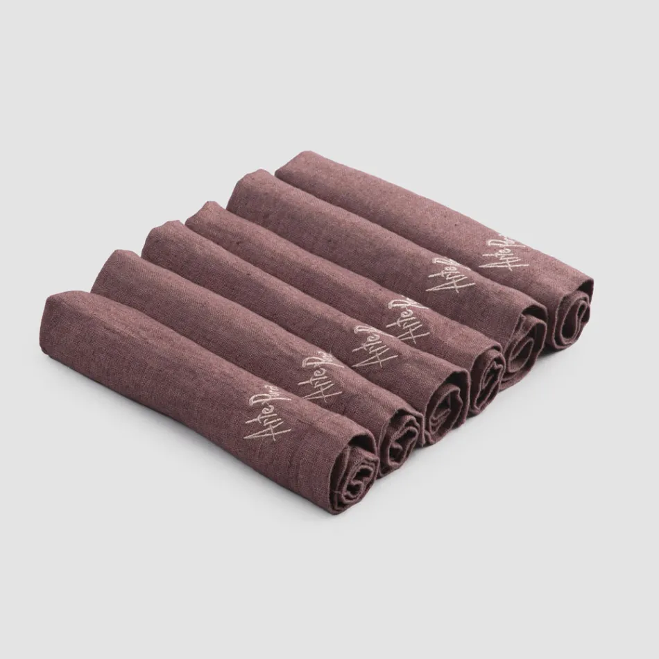 Elegantní lněné ubrousky se skládacím okrajem, 6 barevných kusů – Onestini Viadurini