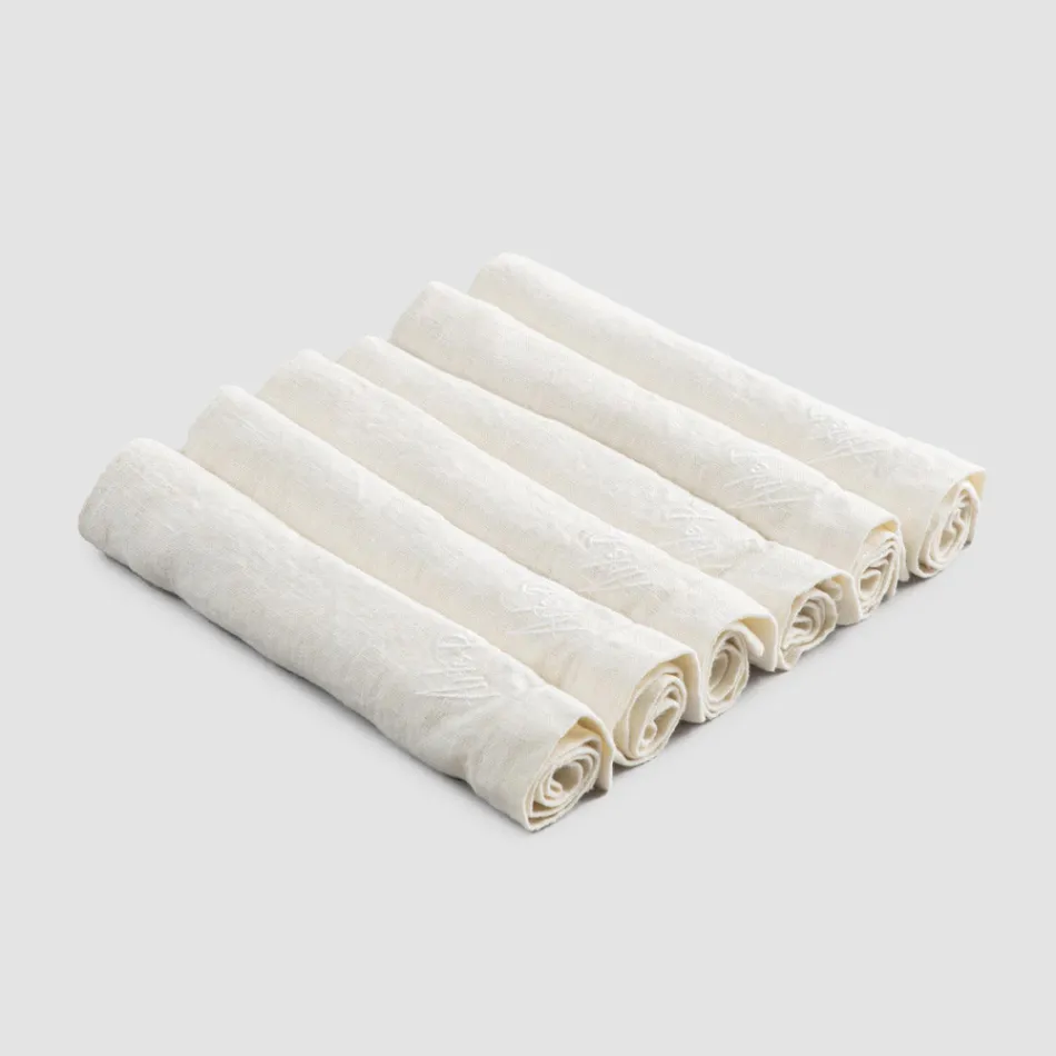 Elegantní lněné ubrousky se skládacím okrajem, 6 barevných kusů – Onestini Viadurini