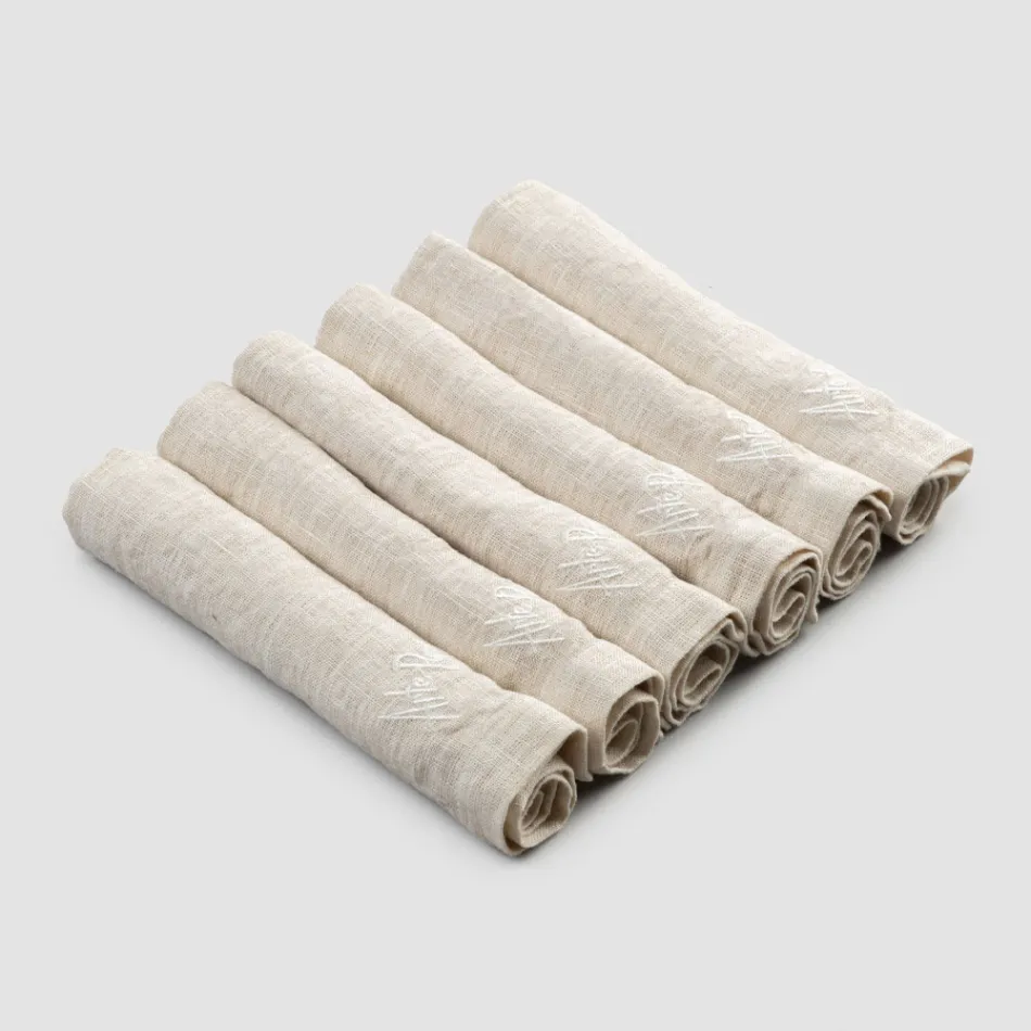 Elegantní lněné ubrousky se skládacím okrajem, 6 barevných kusů – Onestini Viadurini