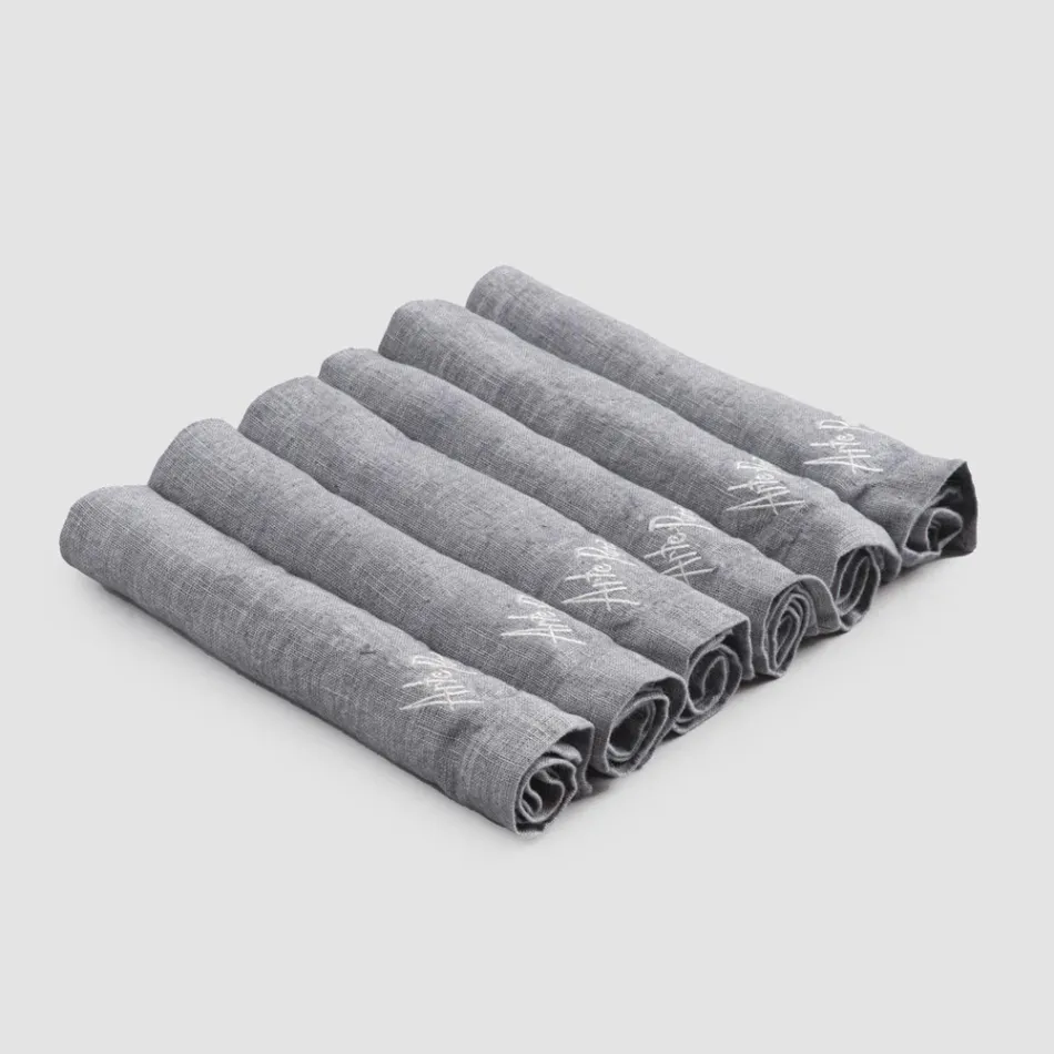 Elegantní lněné ubrousky se skládacím okrajem, 6 barevných kusů – Onestini Viadurini