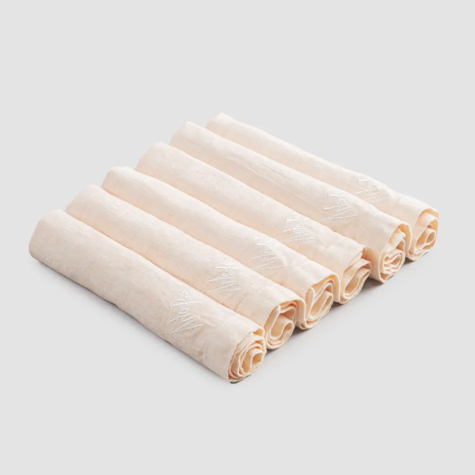 Elegantní lněné ubrousky se skládacím okrajem, 6 barevných kusů – Onestini Viadurini