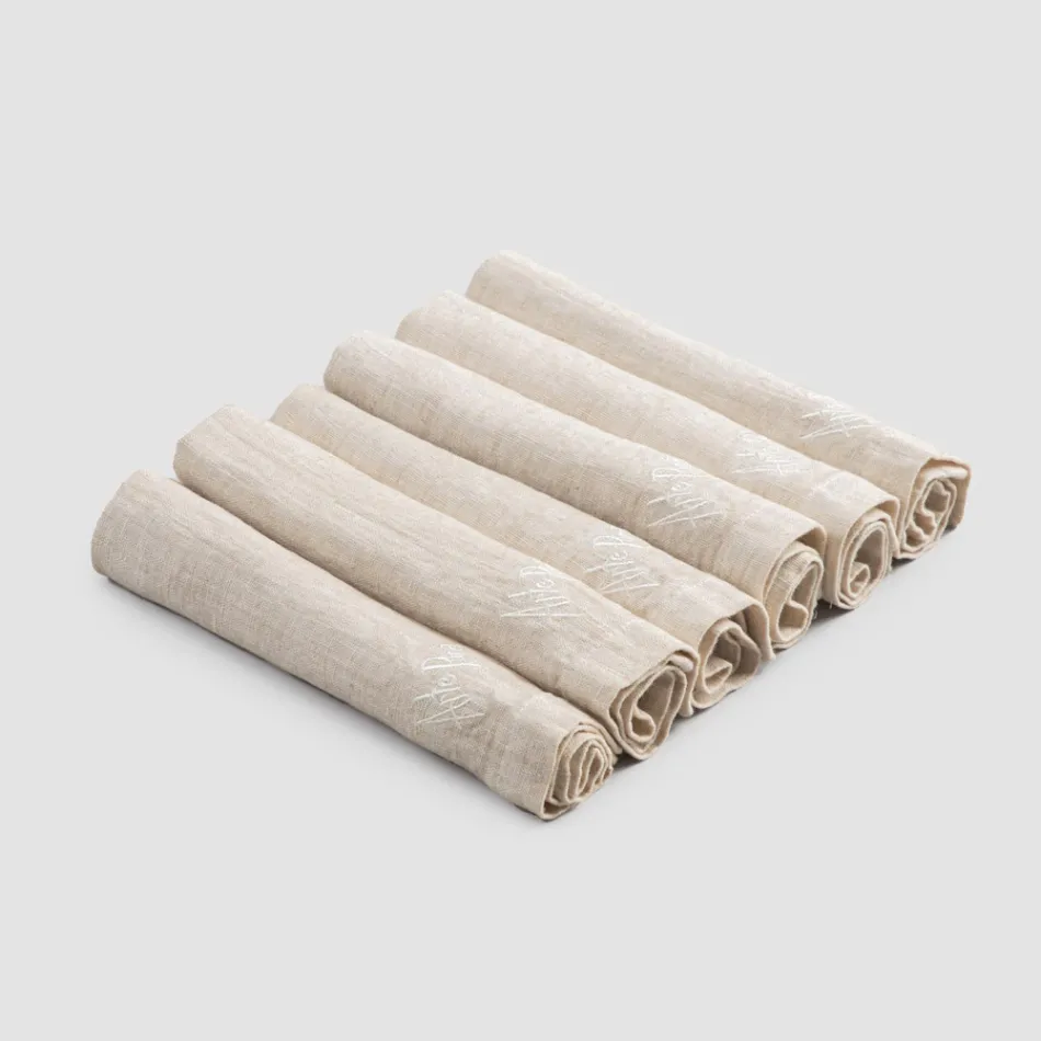 Elegantní lněné ubrousky se skládacím okrajem, 6 barevných kusů – Onestini Viadurini