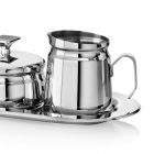 Luxusní stříbrná kovová mísa na cukr a džbán na mléko s třpytkami - Sbrillo Viadurini