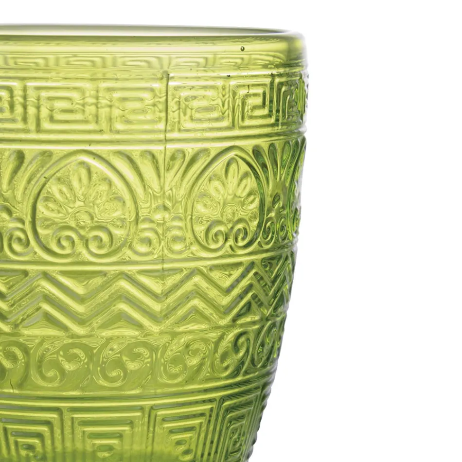 Sada 12 sklenic na vodu 300 ml v barevném skle a reliéfním díle - mořská panna Viadurini