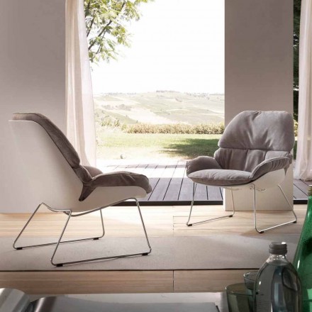 Sada 2 křesla z bílého polypropylenu a měkké šedé polštář Birch Viadurini