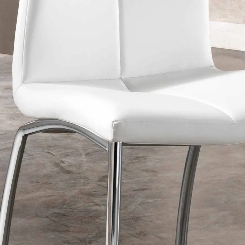 4. září židle moderní design faux kůže a chrom kov Alba Viadurini