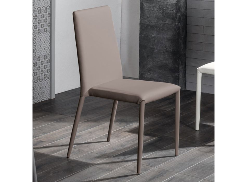 4. září moderní židle v bílé kůži, šedé o Tortora Dora Viadurini