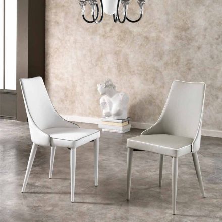 4. září moderní židle v bílé nebo šedé faux kožené Ophelia Viadurini