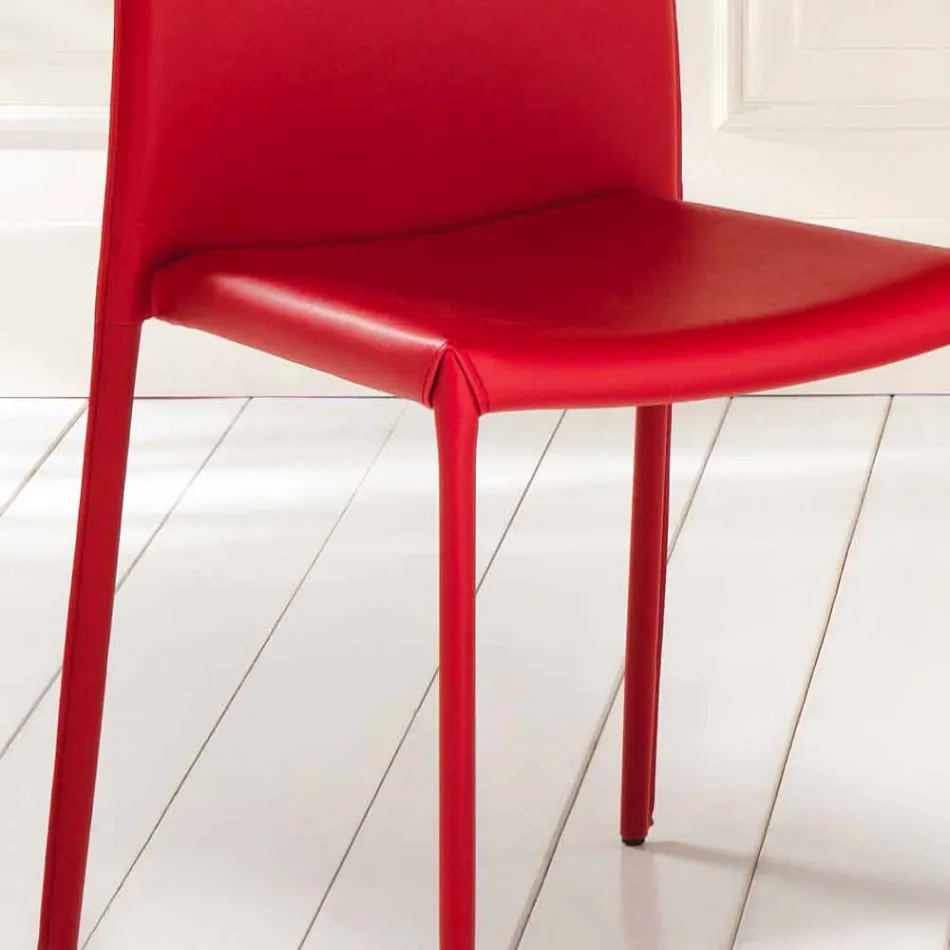 4.září moderní židle Joy imitace kůže, zcela pokryty Viadurini