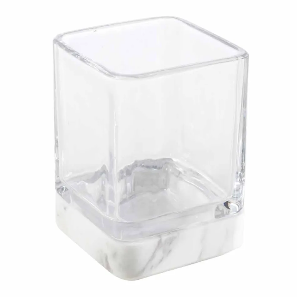 Moderní koupelnové doplňky v mramoru Calacatta a skle Carona Viadurini