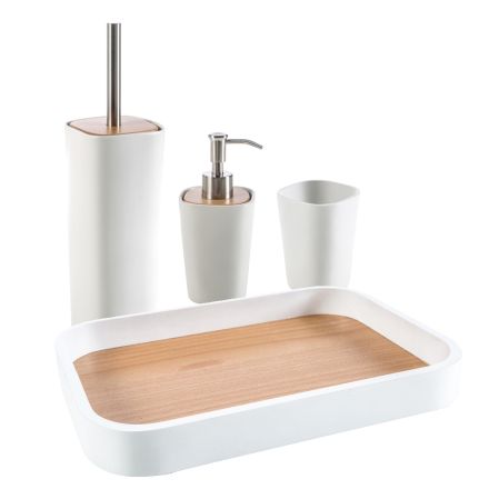 Moderní koupelnové doplňky Carsoli keramické a dřevěné Viadurini