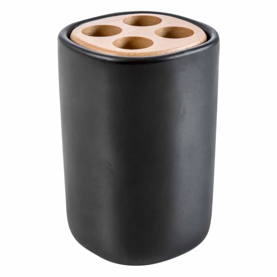 Moderní koupelnové doplňky Carsoli keramické a dřevěné Viadurini