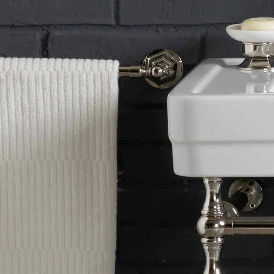 Koupelová sada s dvojitým konzole v bílé keramické lineární strukturu Viadurini