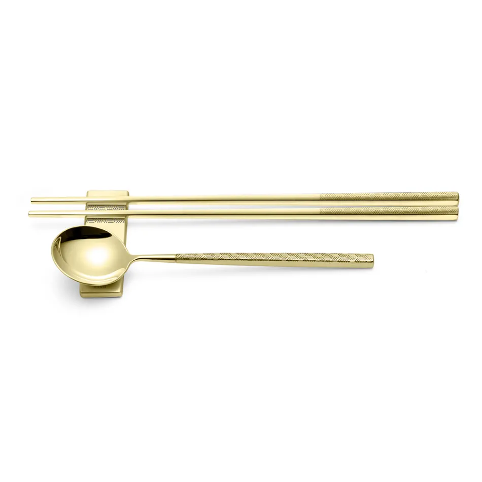 Sada sestávající z ovocné lžíce, hůlek a podložky na příbory s origami - Ósaka Viadurini