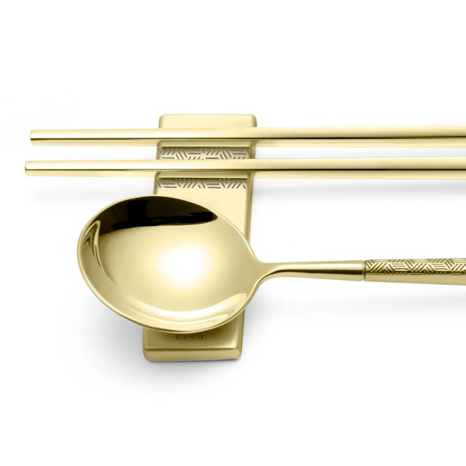 Sada sestávající z ovocné lžíce, hůlek a podložky na příbory s origami - Ósaka Viadurini