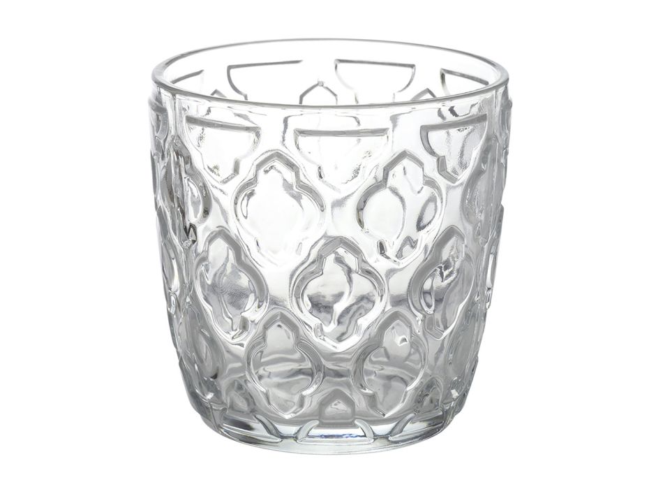 Sada 12 sklenic na vodu 325 ml s různými skleněnými dekoracemi - tipy Viadurini