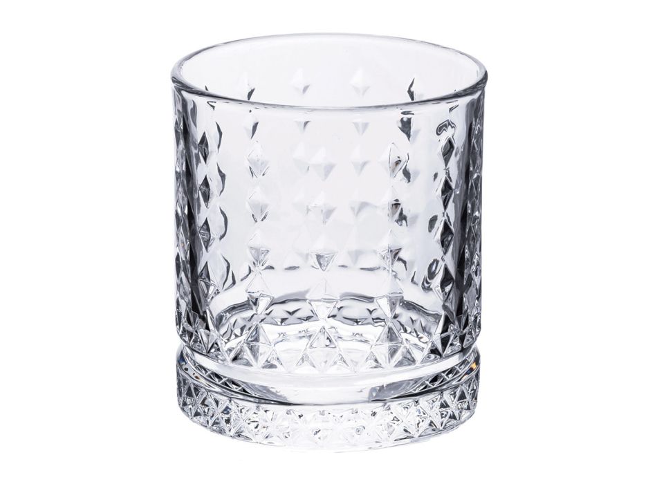 Sada 12 sklenic na vodu 400 ml ve skle s diamantovými dekoracemi - Wisky Viadurini