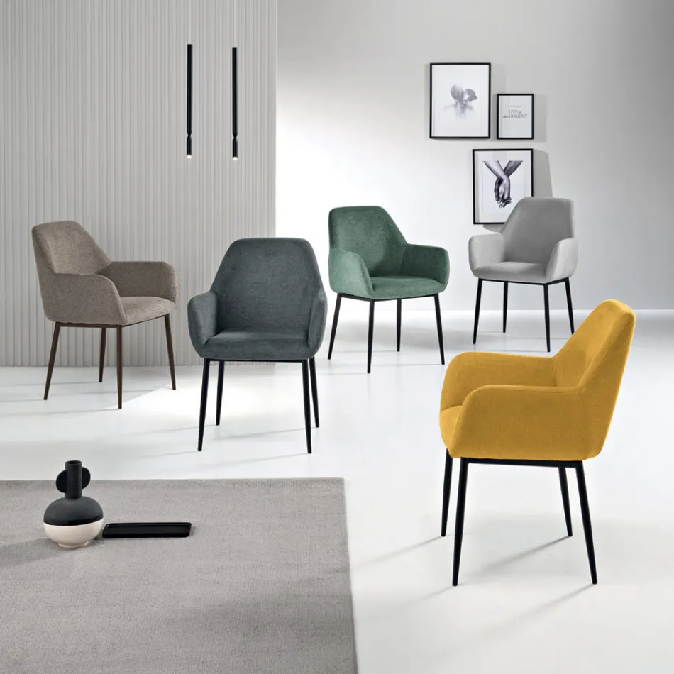 Sada 2 čalouněných křesel z barevné látky s kovovým rámem - Valeria Viadurini